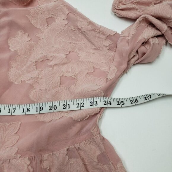 Aritzia Wilfred Pink Sheer Floral Distressed Blouse Peplum Augustine Size Large - Picture 11 of 15